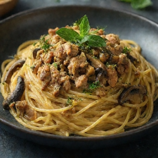 Паста с курицей и грибами